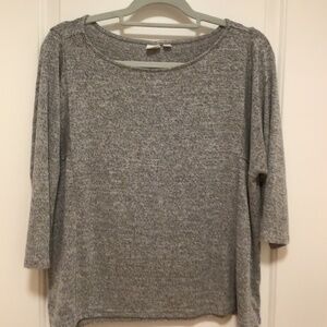 Gap Grey Super Soft Shirt - 3/4 Length Sleeves - Size Small